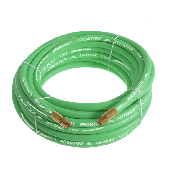 Continental 3/8" x 100' Green EPDM Rubber Air Hose, 300 PSI, 1/4" MNPT x FNPSM HZG03830-100-33